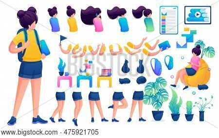Constructor For Creating A Young Teen Girl. Create Your Own Beautiful Girl Character With A Set Of H
