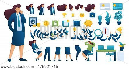 Constructor For Creating A Businesswoman. Create Your Own Businesswoman Character With A Set Of Hand