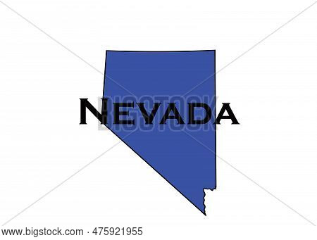Politically Liberal Blue State Of Nevada With A Map Outline.