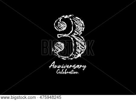 3 Years Anniversary Celebration Logotype White Vector, 3rd Birthday Logo, 3 Number Design, Anniversa