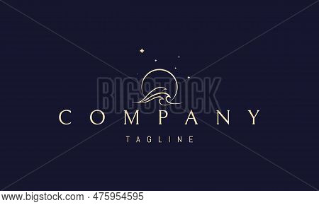 Vector Golden Logo On Which An Abstract Image Of Three Waves Against The Background Of The Duna And 
