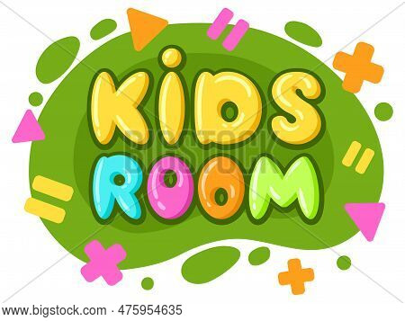 Cartoon Kids Play Zone Badge. Children Playroom Colorful Cover, Baby Entertainment Fun Game Zone Fla