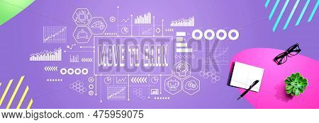 Move To Earn Theme With A Notebook And A Pen