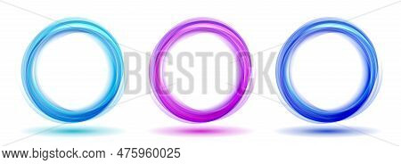 Abstract Vector Background Wavy Blue Circles Set. Circle Lines Abstract Waves. Blue Circle Frames Tr