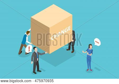 3d Isometric Flat Vector Conceptual Illustration Of Status Quo Bias, Rejection Of A New Experience