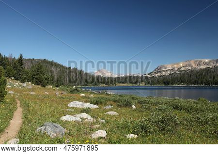 Beartooth High Lakes Trail Along Island Lake In Beartooth Mountains, Wyoming