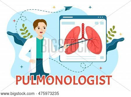 Pulmonologist Vector Illustration With Doctor Pulmonology, Lungs Respiratory System Examination And