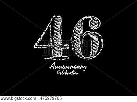 46 Years Anniversary Celebration Logotype White Vector, 46th Birthday Logo, 46 Number Design, Annive