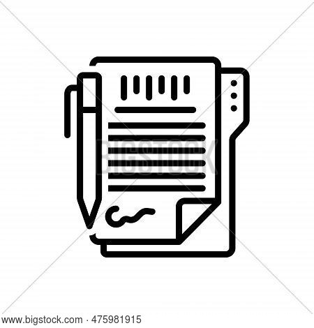 Black Line Icon For Agreement Contract Appendage Compromise Signing Document Paper