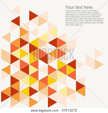 Pastel colorful background illustration. Grey, orange, pink, brown and red triangle geometric mosaic