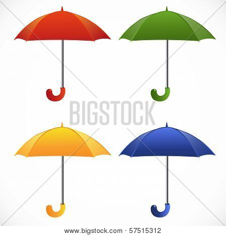 Colored Umbrellas Isolated On A White Background