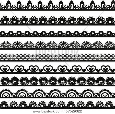 Large Set Of Openwork Lace Borders Black Silhouette For Your Design