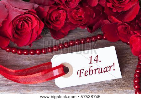 Rosy Background With 14. Februar