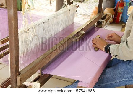 Traditional Thai Loom At Work