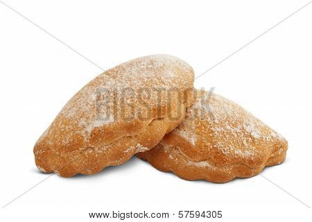 Baked Biscuits On A White Background