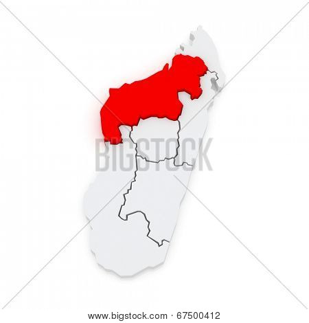 Map of Mahajanga. Madagascar. 3d