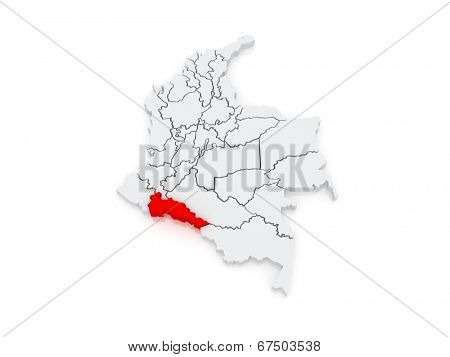 Map of Putumayo. Colombia. 3d