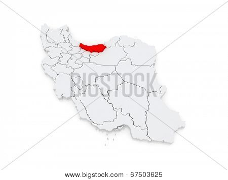 Map of Mazandaran. Iran. 3d