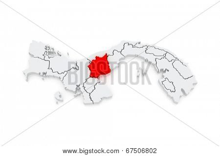 Map of Cocle. Panama. 3d