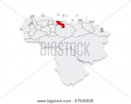 Map of Aragua. Venezuela. 3d