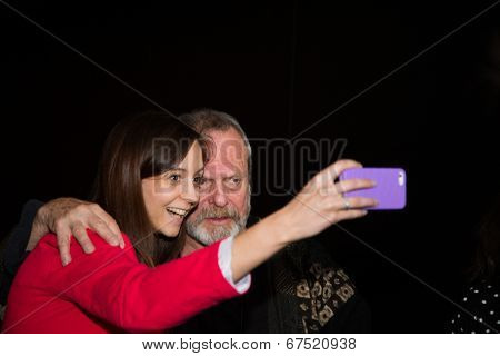 MOSCOW - JUNE, 14: American director Terry Gilliam with fans. Movie Premiere The Zero Theorem at the Barvikha Village. June 14, 2014 in Moscow, Russia