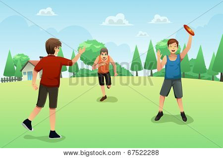 Young People Playing Frisbee