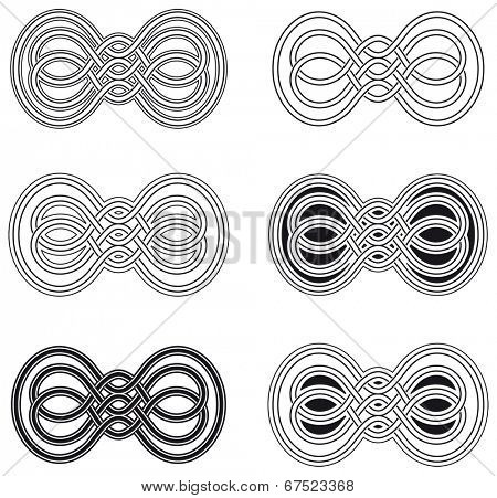 Celtic knot six different arrangements