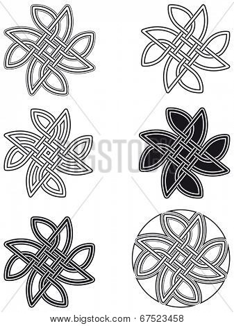 Celtic knot six different arrangements