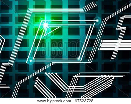 Green Lines Background Shows Information Technoloy And Connections.