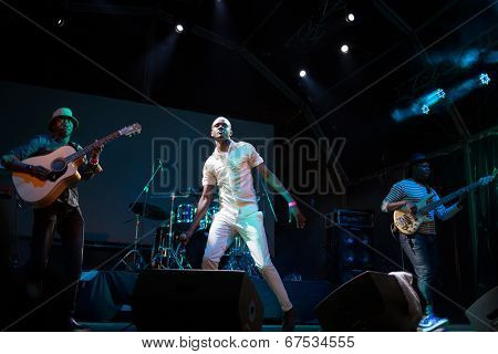 LOULE - JUNE 26: Debademba, traditional band from Mali, performs on stage at festival med, a world music festival, in Loule, Portugal, June 26, 2014 