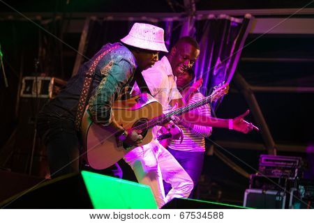 LOULE - JUNE 26: Debademba, traditional band from Mali, performs on stage at festival med, a world music festival, in Loule, Portugal, June 26, 2014 