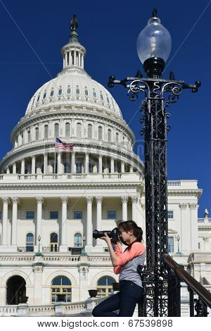 Young photographer at Capitol Hill - Washington D.C. United States
