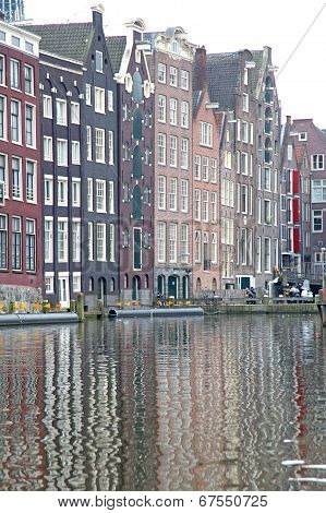 Water Canal And Typical Architecture In Amsterdam, Netherlands
