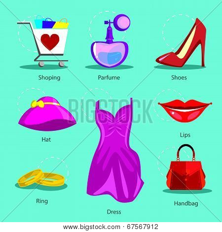 Woman Fashion Icon Set