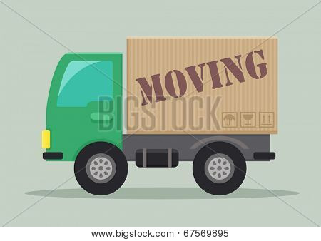 detailed illustration of a delivery truck with moving label, eps10 vector