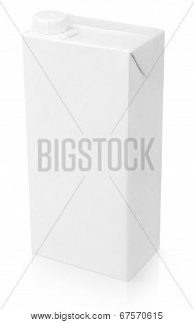 Blank White Carton Package Of Juice