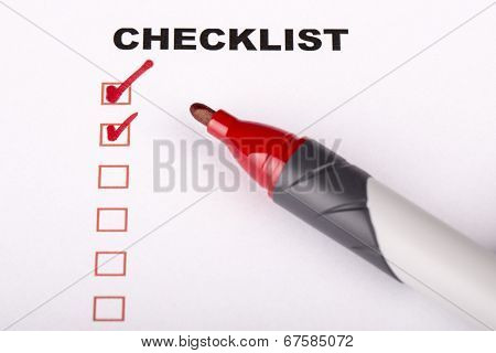 Checklist On White With Marker
