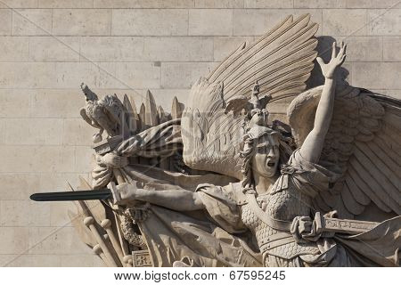 Detail Of The Arc De Triomphe, Paris, Ile De  France, France