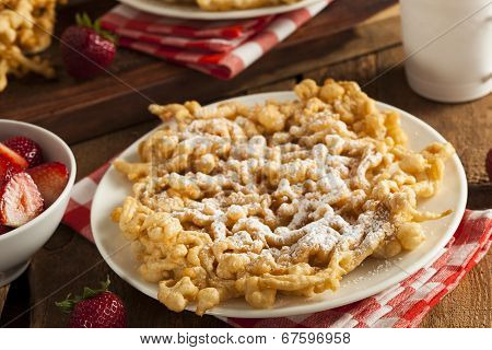 Homemade Funnel Cake With Powdered Sugar