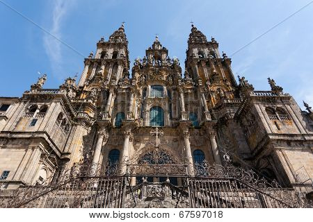 Baroque Facade Of Santiago De Compostela Cathedral