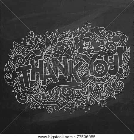 Thank You hand lettering and doodles elements background