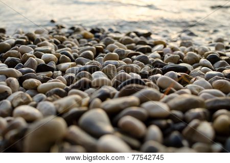 Pebbles at sunset