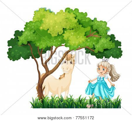 Flashcard of a princess with a horse