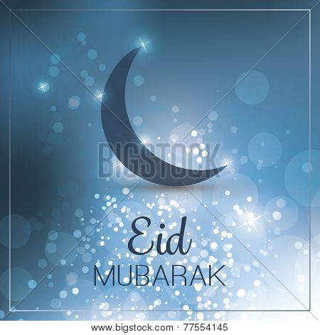 Eid Mubarak - Moon in the Sky - Greeting Card for Muslim Community Festiva