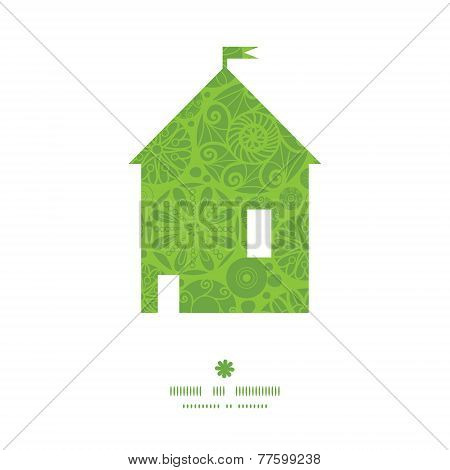 Vector abstract green and white circles house silhouette pattern frame