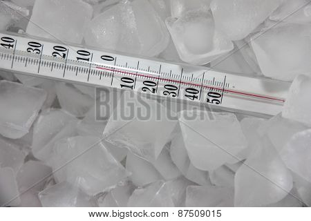 thermometer and ice