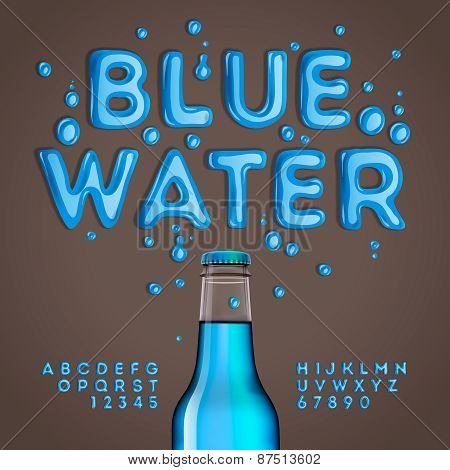 Blue water alphabet and numbers