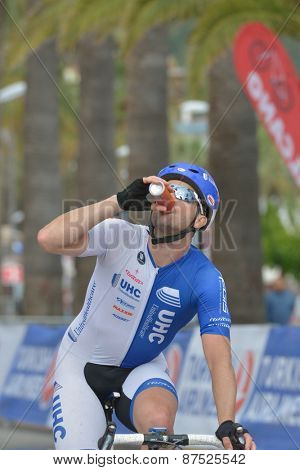 MARMARIS, TURKEY - APRIL 30, 2014: Ken Hanson from the team UHC after the finish of 4th stage of 50th Presidential Cycling Tour of Turkey