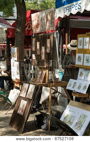 Paris - Open Air Artist Market at Tertre Square (Place du Tertre) in Montmartre
