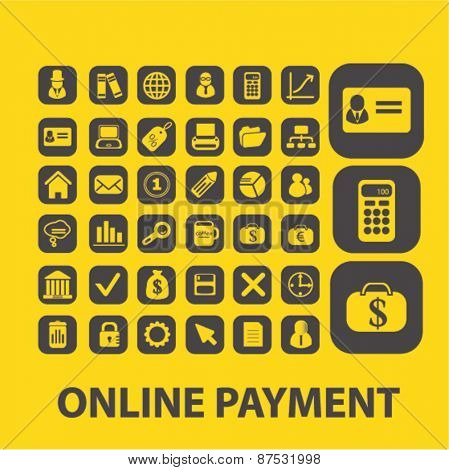 online finance, payment icons set, vector